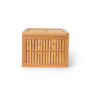 Panier de rangement en bambou rectangulaire de haute qualité avec couvercle empilable et avec poignées pratique pour le rangement des vêtements et des jouets - Product Image 2