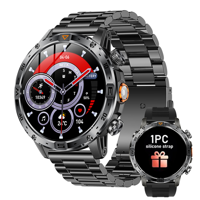 Direct Factory Men's Smart Watch 1.7" IPS Screen 1000mAh Battery IPX8 Silicone 100+ Sports Compass BT Call Heart Rate SpO2
