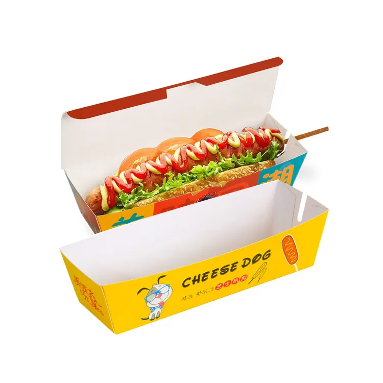 Caixa de papel para embalagem de sushi, bandeja personalizada coreana para cães, rolo de papel para batatas fritas, cachorro quente