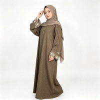 Robe Abaya Modeste Gulf pour Femme, Manches Brodées, Vêtement Musulman Islamique, Dubaï EAU Arabie Saoudite, Longueur Ras du Sol