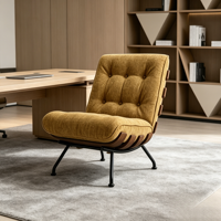 Fauteuil d'appoint en velours rétro de luxe léger, sans accoudoirs, avec cadre en bois courbé, chaise de détente individuelle – Vente en gros usine