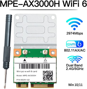 Mini <span class=keywords><strong>carte</strong></span> réseau wi-fi <span class=keywords><strong>PCI</strong></span>-E 802.11AX 2.4GHz <span class=keywords><strong>5GHz</strong></span> 6GHz 5400Mbps <span class=keywords><strong>carte</strong></span> sans fil BT5.2 MU-MIMO Mini PCIe AX210 - Product Image 2