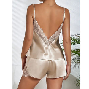 Custom Private Label Women Sleepwear Cotton Silk Blend Pajamas Long Sleeve Set Soft Comfortable OEM ODM Factory Service - Product Image 1