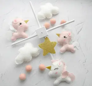 Pink unicorn Baby Girl mobile Unicorn Nursery mobile Cloud nursery decor