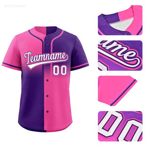 Özel düğme beyzbol forması çift tonlu bölünmüş tasarım ve takım üniformaları ve OEM siparişleri için dikey degrade - Product Image 2