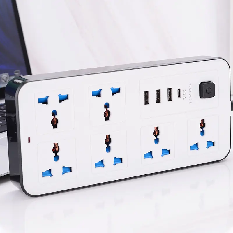 Hot Sale 4/6 Way Power Strip Universal Extension Cord Socket With USB Port And C-type Connector
