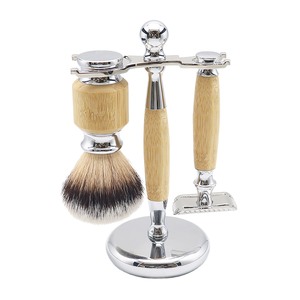 Nouveau design 3pc blaireau ensemble avec manche en bambou pour le corps Bikini soins du visage pour barbier rasoir utiliser - Product Image 1