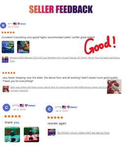 Flyko Infinity Tempered Glass thắp sáng xách tay <span class=keywords><strong>DMX</strong></span> 2ft bởi 2ft có dây 3D Gương Nam châm Led sàn nhảy cho tiệc cưới - Product Image 6