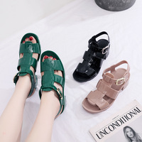 Sandales romaines à talon carré pour femmes, nouvelle collection été, style gladiateur polyvalent à talon épais, en PVC ajouré