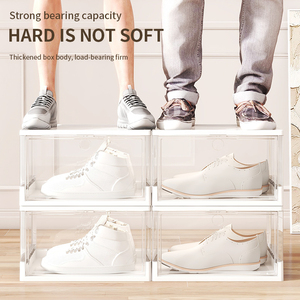 Haogle Mới Đến Nhựa Từ Giày Tổ Chức Hộp Sneaker Hộp Có Thể Gập Lại Lưu Trữ Giày <span class=keywords><strong>Container</strong></span> Với Từ Cửa Bên - Product Image 5