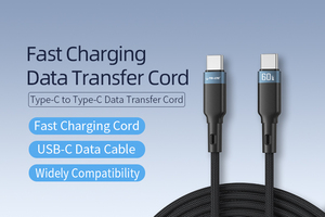 Kabel USB-C Pengisian Cepat dan Transmisi <span class=keywords><strong>Data</strong></span>, Proses Anyaman Nilon 48 Benang, Port Aluminium Alloy Tipe C, Daya 60W, Arus 3A, Panjang 1M - Product Image 3