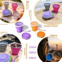 Gobelet pliable en silicone de qualité alimentaire créatif avec bouchon à bouton-poussoir et cordon de levage, écologique, pour voyage en extérieur, portable
