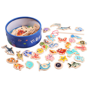 <span class=keywords><strong>Jeu</strong></span> de pêche magnétique en bois avec seau de rangement, jouet éducatif Montessori pour tout-petits, cognition marine, cadeau préscolaire - Product Image 6