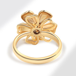 Adjustable Rotating Flower <b>Ring</b> Micro Insert Zircon Copper Gold Plated Tarnish Free <b>Stress</b> Relief Jewelry For Women - Product Image 4