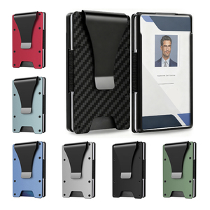 Ready to Ship RFID Blocking Metal <b>Wallet</b> with Badge Window and Stainless Steel Clip Carbon Fiber <b>Wallet</b> with Money Clip <b>for</b> <b>Men</b> - Product Image 1