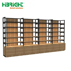 ODM OEM-estantes de madera para supermercado, estantes de pared para tiendas, estantes de tienda y armarios de exhibición, venta al por mayor