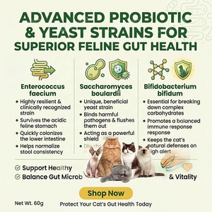 Probiotici e Prebiotici in Polvere per Gatti, 12 Ceppi, 60g, Gusto Salmone, Supporto Digestivo, Etichetta Pulita, GMP, OEM - Product Image 4
