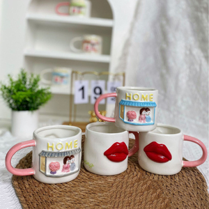 Unique Hand-Painted Couple Mugs Ceramic <b>Coffee</b> Mug <b>Gift</b> Mug for Lover - Product Image 4