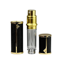 Flacon de parfum de voyage de luxe personnalisé de 5 ml, rechargeable, avec atomiseur en cuir à ouverture facile et boîte, fabriqué par le fabricant