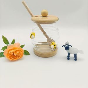 Pot à miel en verre borosilicate avec couvercle, pot de rangement de cuisine avec tige mélangeuse pour le stockage de confiture - Product Image 5