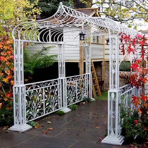 Arco de metal decorativo para jardim, feito de ferro forjado, pergola