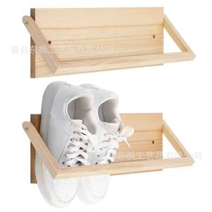 Wooden <b>Wall</b> Mounted <b>Shoe</b> <b>Rack</b> Foldable Solid Wood For Bedroom Bathroom Living Room Storage - Product Image 1