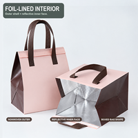 Sac de boulangerie isotherme non tissé avec doublure en aluminium, fond large, imprimé floral, pour emporter gâteaux et desserts