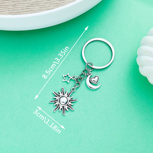 Antique Silver Sun Moon Star <b>Keychain</b> Zinc Alloy Portable Jewelry Accessory For Creative DIY Gifts ER543 - Product Image 3