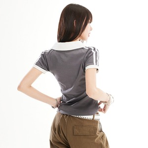 Camiseta de Manga Corta para Mujer, Estilo Y2K, Diseño Deportivo con Rayas y Logotipo, Anti-Pilling, Ecológica, Corte Ajustado, Verano 2026, Nueva - Product Image 5