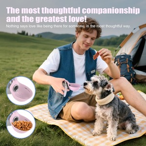 Bouteille d'eau portable 2 en 1 pour chien, anti-fuite et compacte - Bouteille en acier inoxydable et bol en silicone pour chiens - Product Image 6