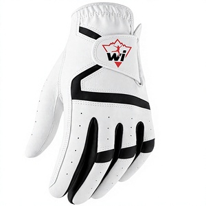 Gant de golf en cuir véritable de haute qualité, aspect cuir blanc, panneaux noirs, design respirant pour une meilleure adhérence, fermeture auto-agrippante, unisexe - Product Image 3