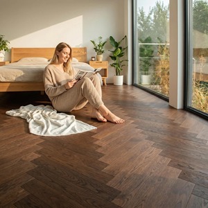 Parquet en chêne blanc multicouche pour salon, pose parquet chevron à clipser, vente flash - Product Image 6