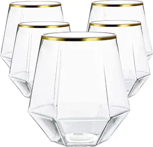 100er Pack Diamond Unbreakable Stemless Plastic Wein Champagner Whisky Gläser Elegant Durable Disposable Shatter proof für Senegal