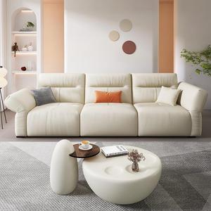 Muebles de Sala de Estar Modulares de Cuero Genuino de Estilo Europeo Moderno, Sofá de Cuero y Madera de Lujo - Product Image 4