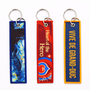 Llavero personalizado con logotipo bordado a doble cara, llavero de tela tejida a doble cara para promoción - Product Image 1