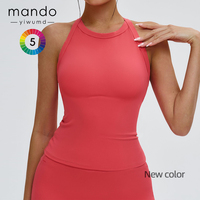 Camiseta Deportiva con Sujetador Incorporado para Mujer, Tirantes Cruzados en la Espalda, Ajustada, Nuevos Colores Retro para Yoga, Gimnasio y Fitness