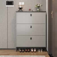 Meuble à chaussures ultra-fin à 3 étagères, écologique, pour entrée et salon, rangement moderne et minimaliste à ouverture rabattable