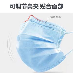 Masques jetables à libération rapide, 3 couches, en tissu non tissé, bleus, pour adultes et étudiants, protection contre la poussière, masque standard - Product Image 3