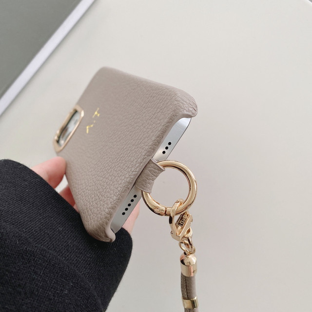 PU Leather Phone Strap case Shoulder Strap Foil Gold Bronzing Letter for iPhone 15 14Pro 12 13 XS Max 15Plus Phone Cover
