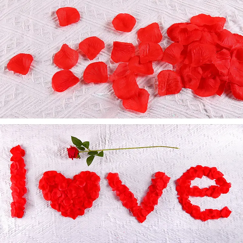 1000PCS造花装飾ホワイトダーク-ロマンチックな夜の結婚記念日パーティーのための赤黒人工バラの花びら