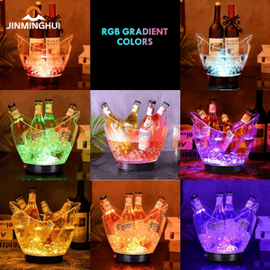 Source Factory Custom Logo Nightclub Restaurant Bar Acrylic <strong>Plastic</strong> <strong>Mini</strong> Boat Shape Printed Led Ice Bucket for VIP Service - Product Image 6
