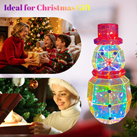 Figurine de bonhomme de neige de Noël holographique iridescente à LED, décoration lumineuse traditionnelle pour Noël, cadeau décoratif pour la maison et les fournitures de fête