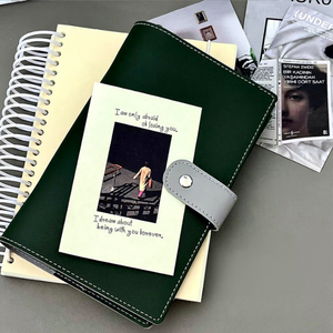 Quaderno A6 con Bottoni a Pressione, Doppio Porta Carte, Tasca per Note Adesive, Grande Raccoglitore <span class=keywords><strong>ad</strong></span> <span class=keywords><strong>Anelli</strong></span> in Morbida Pelle, Diario Portatile - Product Image 4