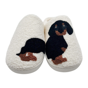 Femmes hommes mignon teckel <span class=keywords><strong>chien</strong></span> pantoufles floue mémoire mousse anti-dérapant doux dessin animé intérieur en peluche pantoufles - Product Image 5
