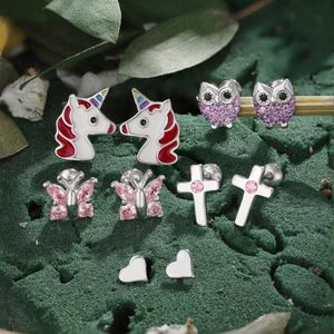 Dylam New Arrival Hypoallergenic Nickel Free 925 Sterling <b>Silver</b> Kid Children 5A CZ Cubic Zirconia Heart Shape <b>Stud</b> Earrings - Product Image 5