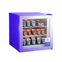Oumeite SD55 Mini Congélateur Commercial 55L Affichage Réfrigérateur avec Lumière LED Étagère Réglable pour Bar Utilisation Portable Metal Design