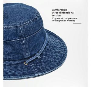 Cute and Durable Arrival Denim Fisherman Hat for Girls Tether <b>Summer</b> Camping Sunshade <b>Cap</b> - Product Image 2