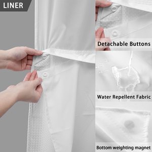 Không Có Móc Rèm Tắm Với Snap Trong Lót Đặt Trắng Waffle Rèm Tắm Cho Phòng Tắm - Product Image 4