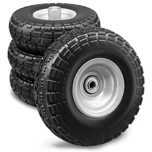 Pneus pneumatiques solides à plat de 10 pouces roues pneus sans air avec roulements à billes décalés de <span class=keywords><strong>5</strong></span>/<span class=keywords><strong>8</strong></span> pour chariot de jardin de <span class=keywords><strong>brouette</strong></span> - Product Image 4