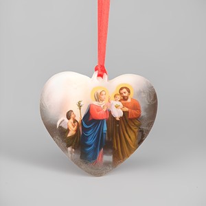 Produits en stock Pendentif en acrylique en forme <span class=keywords><strong>de</strong></span> cœur religieux catholique chrétien --- Sainte Famille Prière chrétienne - Product Image 1